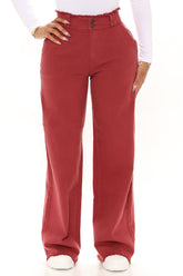 Feeling That Beat Stretch Wide Leg Jeans - Wine Ins Street